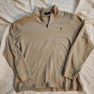 Polo Ralph Lauren Men’s XL Quarter Zip Pullover Beige Estate Rib Pony